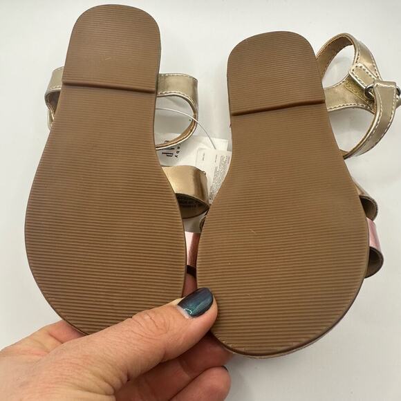NEW Baby Gap Pink and Gold Metallic Wavy Strappy Sandals, Sz 10 (SH-1009) - Picture 3 of 5